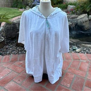 NWT New York Laundry White Oversized Short Sleeve Hoodie size 3X
